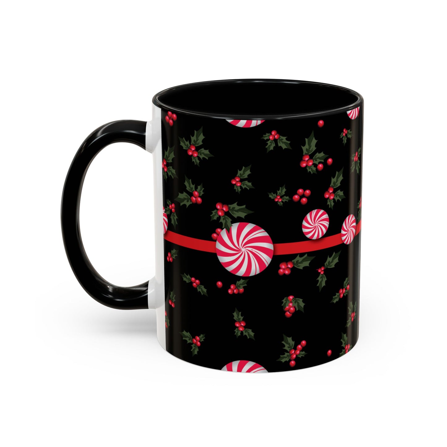 Holly Jolly Peppermint Stripe Christmas Coffee Mug, Holiday Drinkware, Christmas Gift, Hot Cocoa Cup, Winter Decor