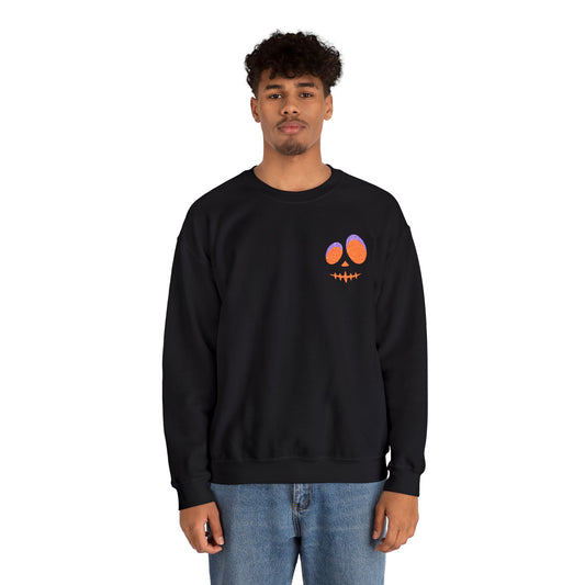 Maw Halloween Crewneck Embroidered Pumpkin Face Sweatshirt Spooky Fall Outfit Unisex Youth Adult Gildan 18000 Autumn Costume