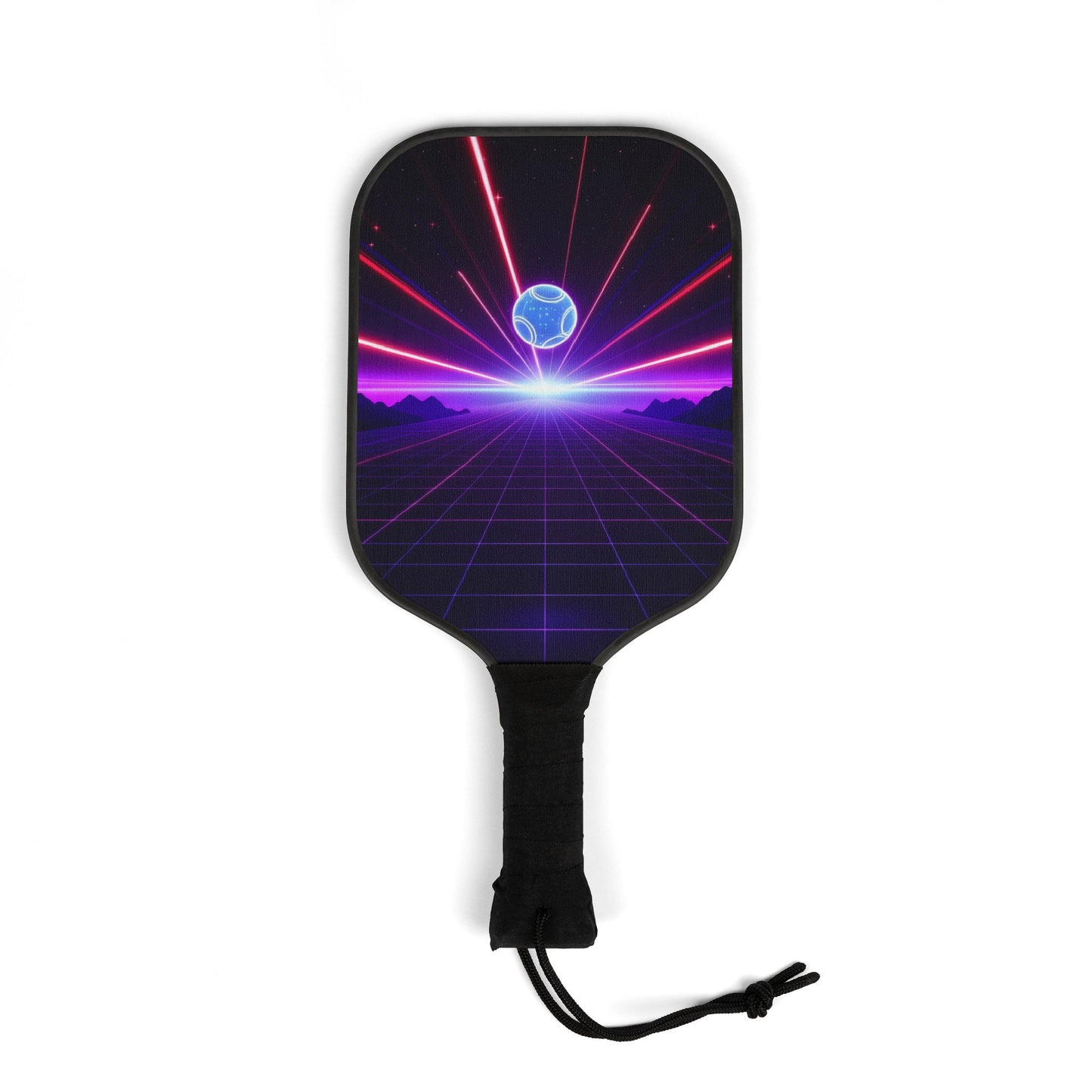 Neon Horizon Pickleball Paddle, Retro Grid Design with Cosmic Energy, 1980s Arcade Pickleball Kit