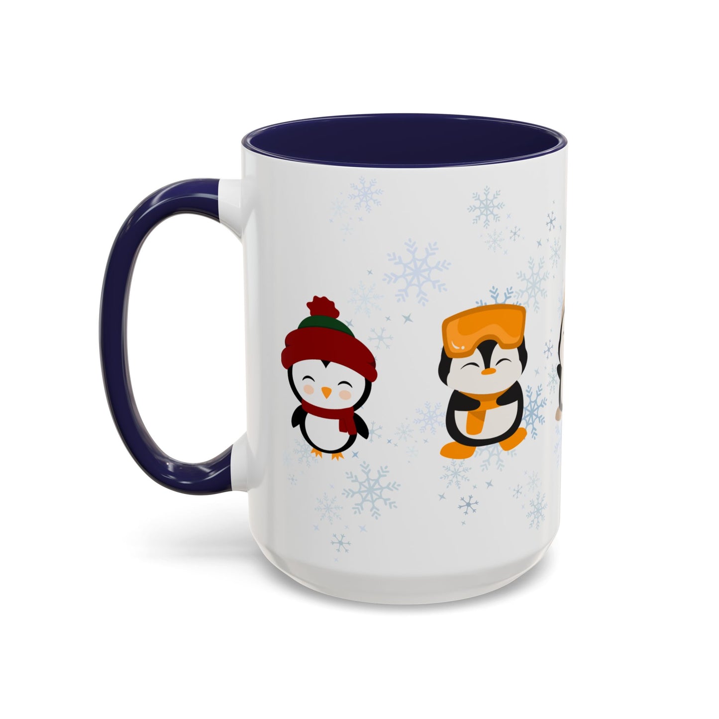 Winter Penguin Accent Coffee Mug, Cute Penguins, Holiday Gift, Cozy Beverage, Kids Mug, Winter Decor