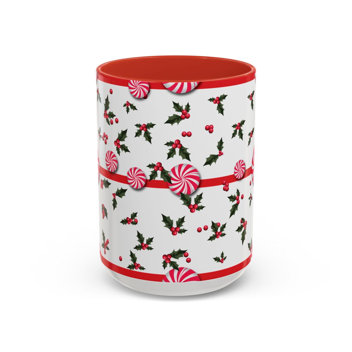 Holly Jolly Peppermint Stripe Christmas Coffee Mug, Holiday Drinkware, Christmas Gift, Hot Cocoa Cup, Winter Decor