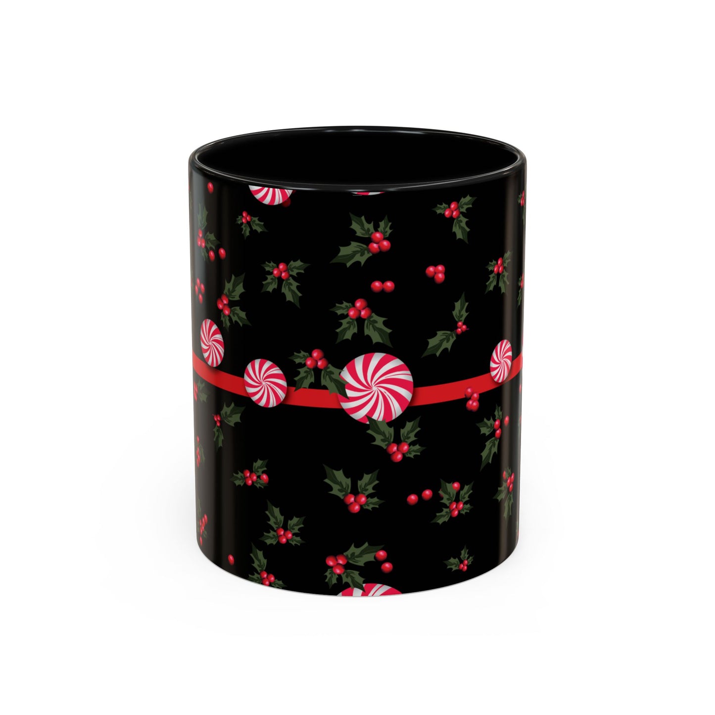 Holly Jolly Peppermint Stripe Christmas Coffee Mug, Holiday Drinkware, Christmas Gift, Hot Cocoa Cup, Winter Decor