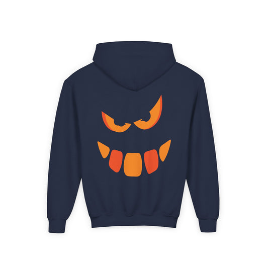 Snaggle Scary Pumpkin Face Hoodie, Halloween Pumpkin Hoodie for Kids, Spooky Sweatshirt, Trick or Treat Apparel, Fall Fashion, Kid's Hoodie