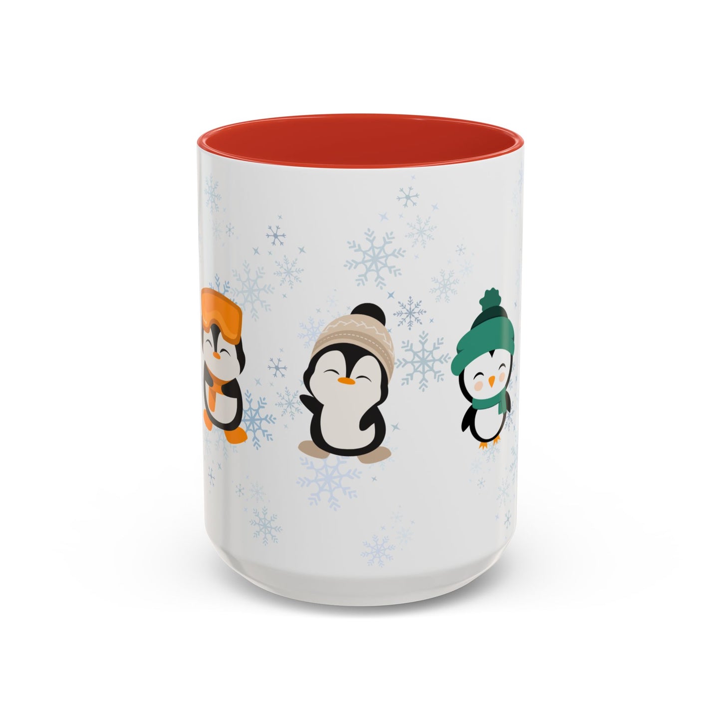 Winter Penguin Accent Coffee Mug, Cute Penguins, Holiday Gift, Cozy Beverage, Kids Mug, Winter Decor