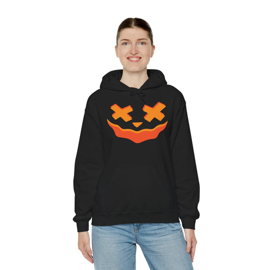 Crosseye Creepy Doll Hoodie, Gildan 18500 Unisex Halloween Sweatshirt, Haunted Vintage Doll Pullover for Spooky Season