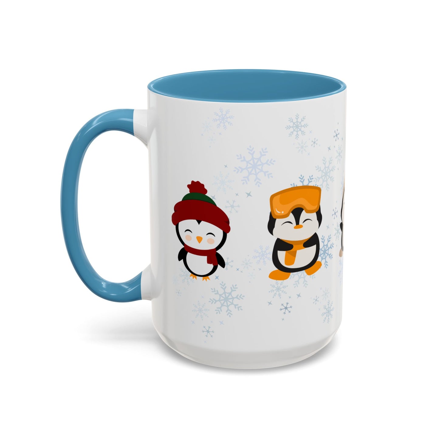 Winter Penguin Accent Coffee Mug, Cute Penguins, Holiday Gift, Cozy Beverage, Kids Mug, Winter Decor