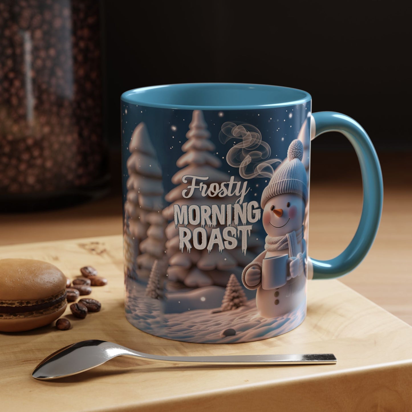 Frosty Morning Roast Mug, Snowman Winter Cup for Cozy Coffee Moments