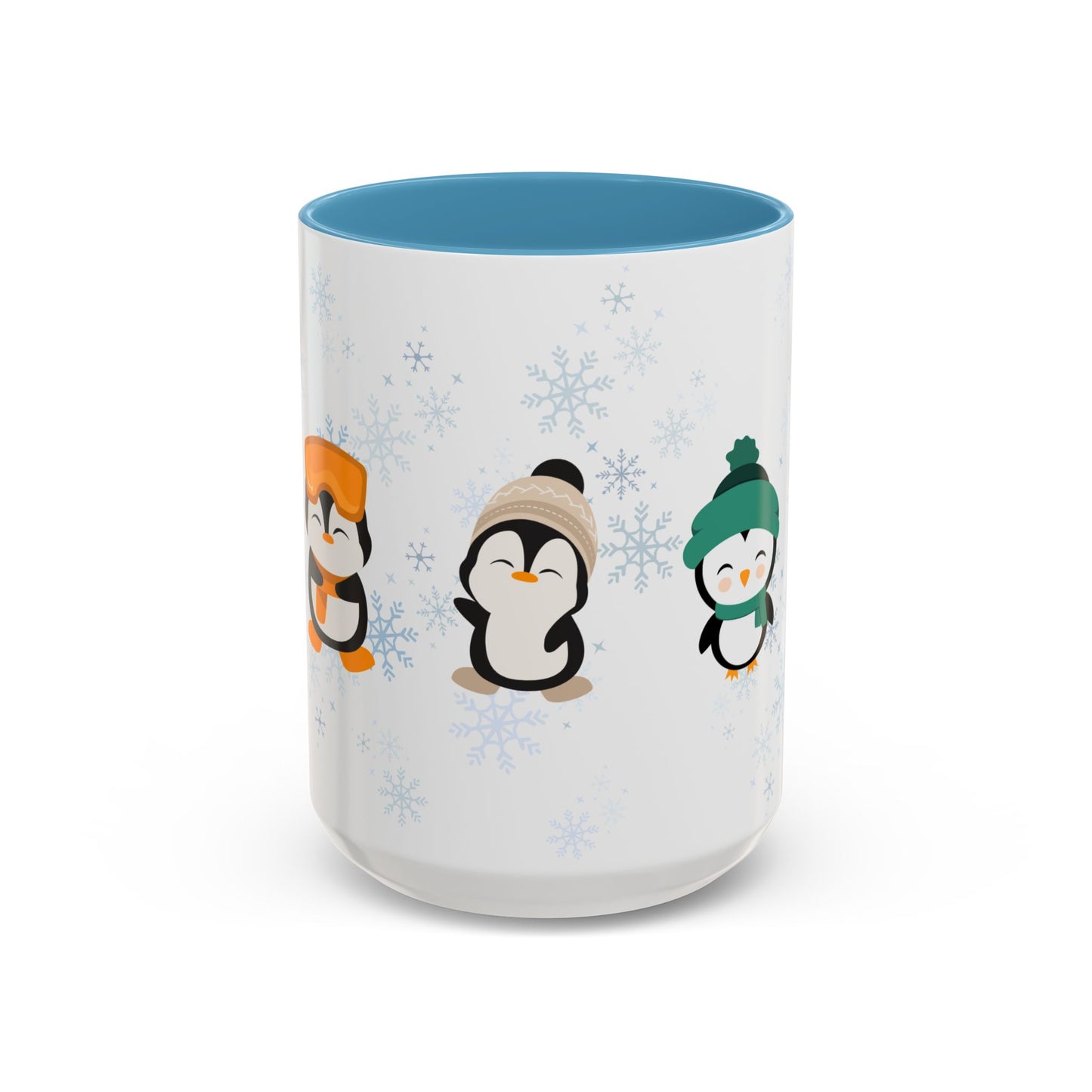 Winter Penguin Accent Coffee Mug, Cute Penguins, Holiday Gift, Cozy Beverage, Kids Mug, Winter Decor