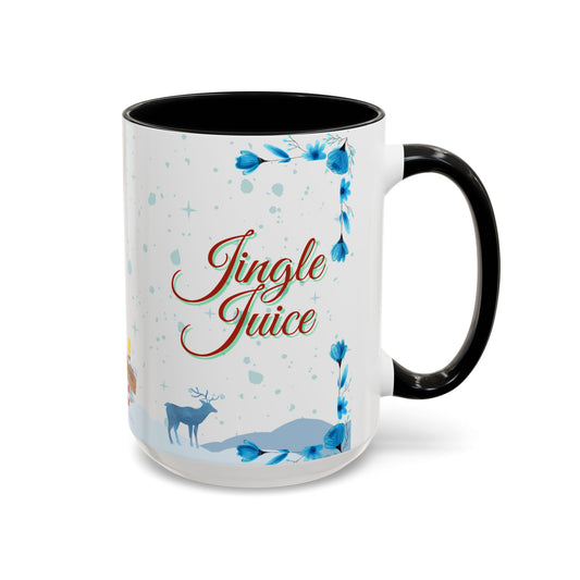 Jingle Juice Holiday Mug Funny Christmas Coffee Cup with Snowman and Winter Scene