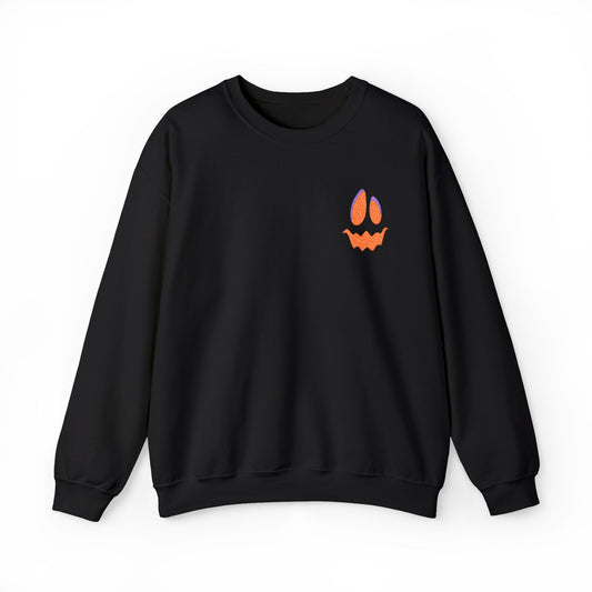 VHS Jak Halloween Crewneck Embroidered Pumpkin Sweatshirt Retro Horror Fall Outfit Unisex Youth Adult Gildan 18000 Spooky Style