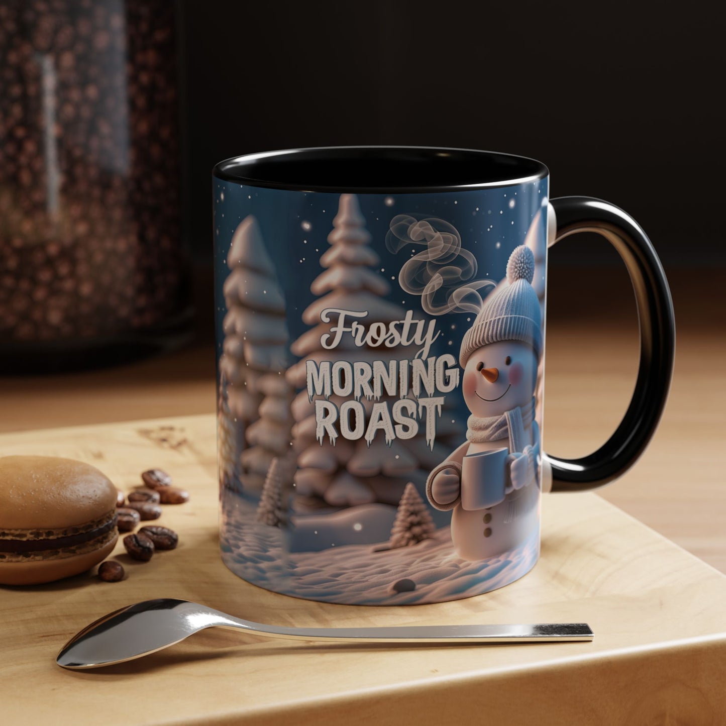 Frosty Morning Roast Mug, Snowman Winter Cup for Cozy Coffee Moments