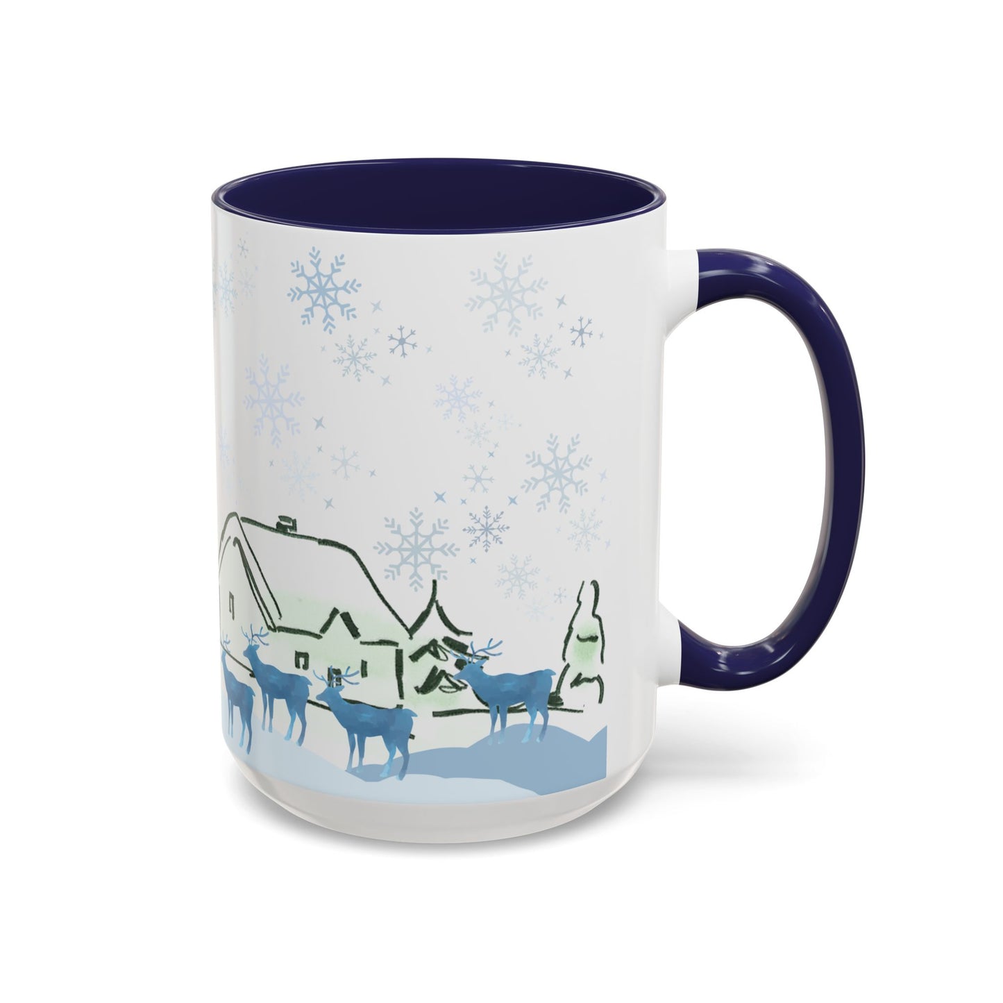 North Pole Christmas Mug 15oz Funny Holiday Coffee Cup with Snowman and Reindeer