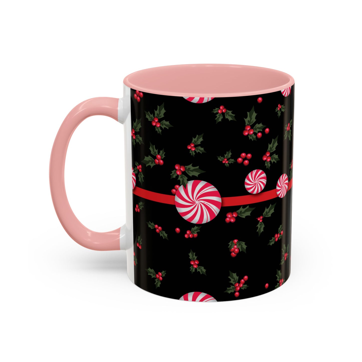 Holly Jolly Peppermint Stripe Christmas Coffee Mug, Holiday Drinkware, Christmas Gift, Hot Cocoa Cup, Winter Decor