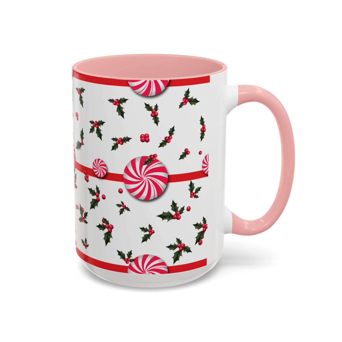Holly Jolly Peppermint Stripe Christmas Coffee Mug, Holiday Drinkware, Christmas Gift, Hot Cocoa Cup, Winter Decor