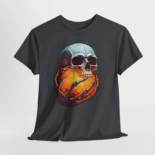 Skullfire Seer T Shirt Glowing Orb Skull Graphic Tee Horror Halloween Shirt Gothic Fantasy Art Skeleton Hands Dark Magic Shirt Edgy