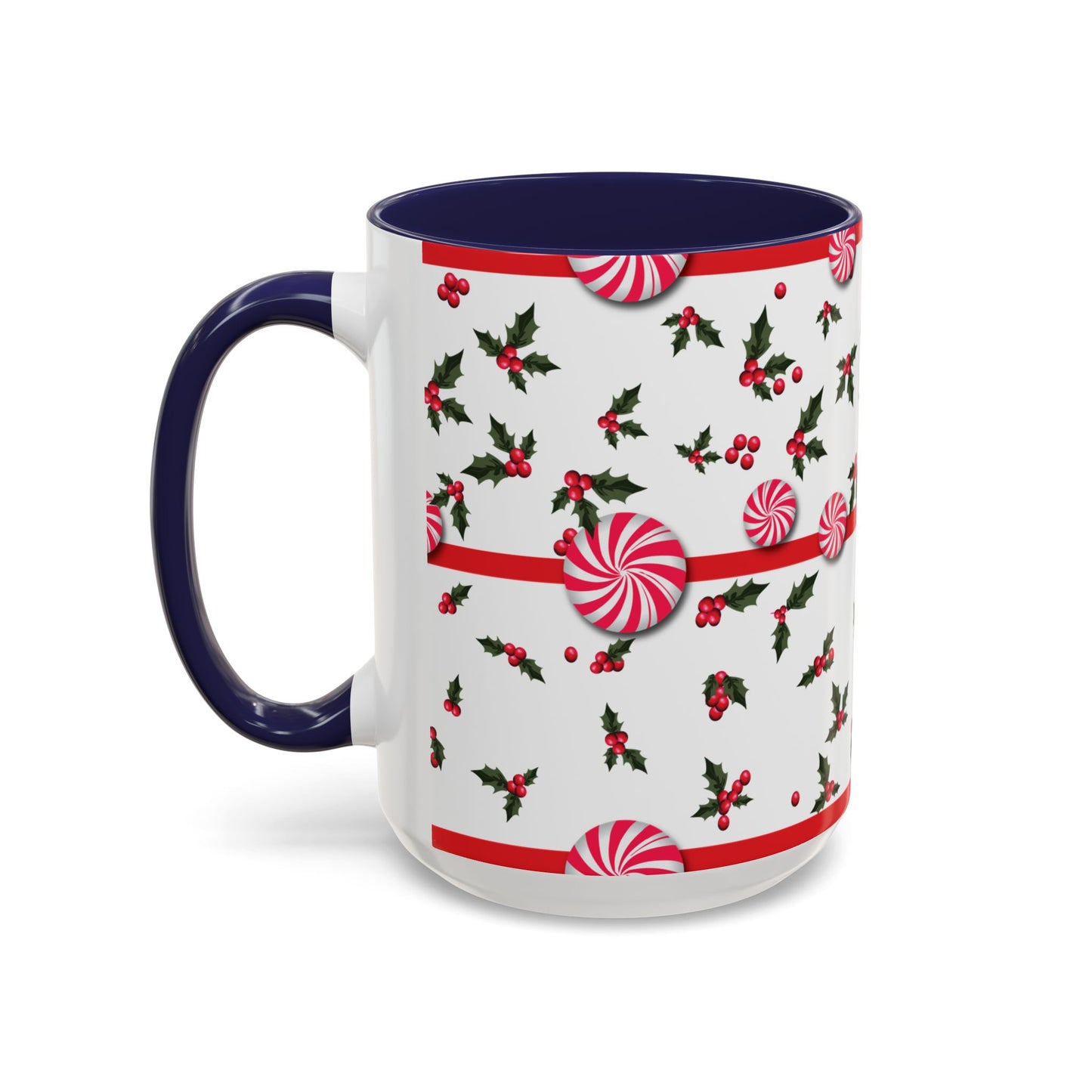 Holly Jolly Peppermint Stripe Christmas Coffee Mug, Holiday Drinkware, Christmas Gift, Hot Cocoa Cup, Winter Decor