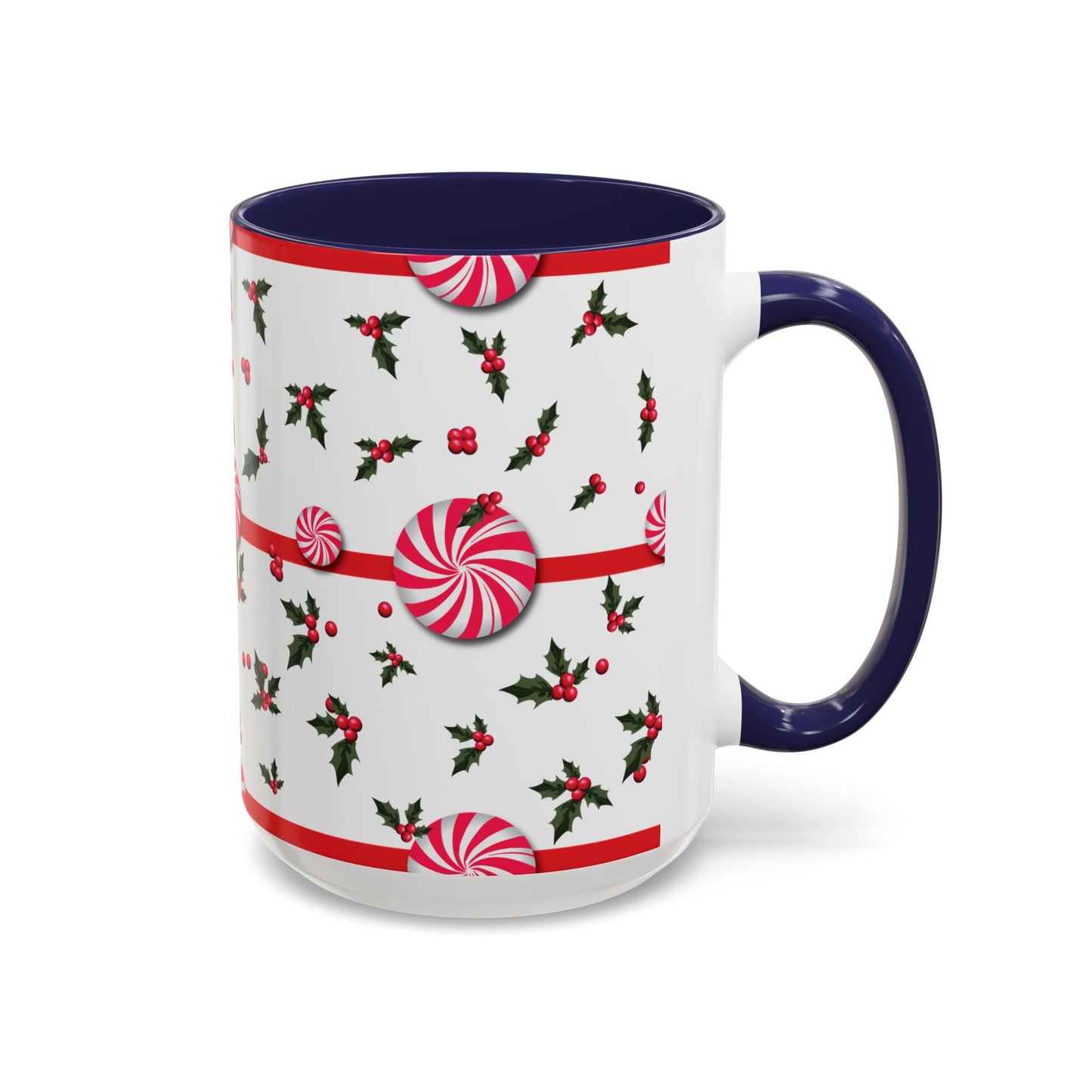 Holly Jolly Peppermint Stripe Christmas Coffee Mug, Holiday Drinkware, Christmas Gift, Hot Cocoa Cup, Winter Decor