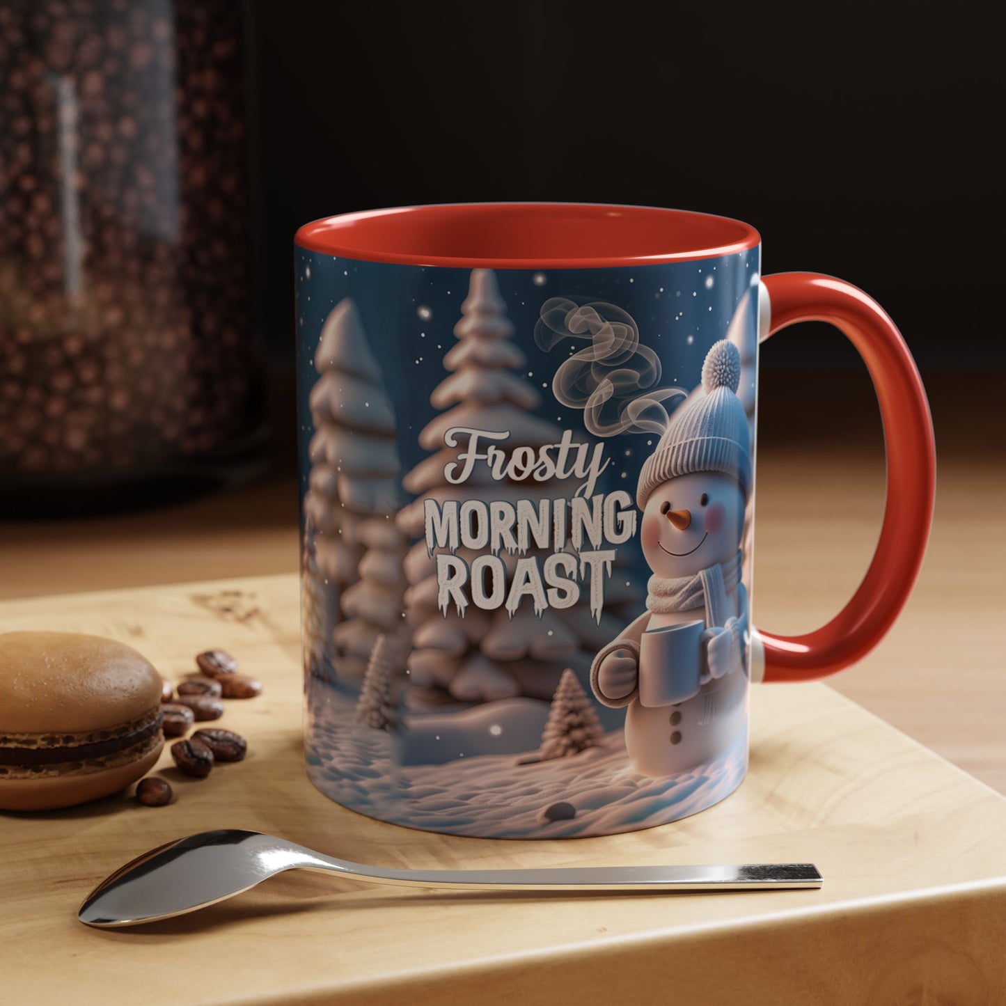 Frosty Morning Roast Mug, Snowman Winter Cup for Cozy Coffee Moments