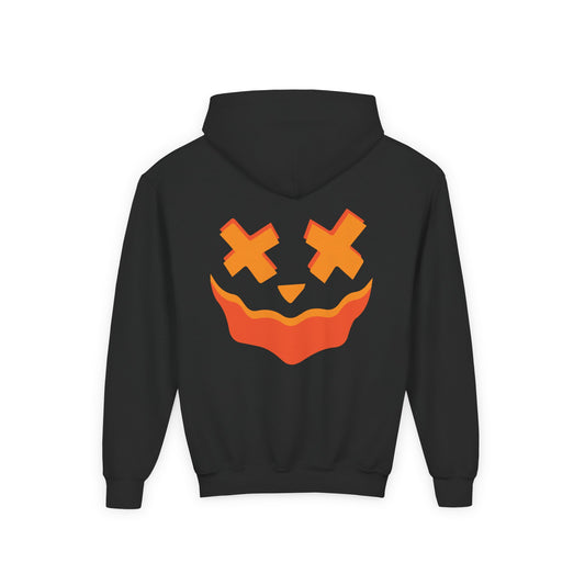 Crosseye Haunted Doll Hoodie, Glowing Pumpkin Hoodie, Spooky Kids Costume Fall Fashion Kids, Trick or Treat, Creepy Cross-Eyed Doll Pullover