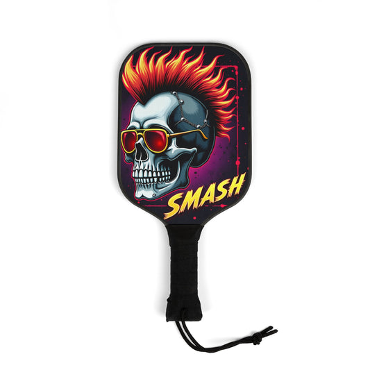 SMASH Skull Pickleball Paddle, Flaming Mohawk Design for Aggressive Play