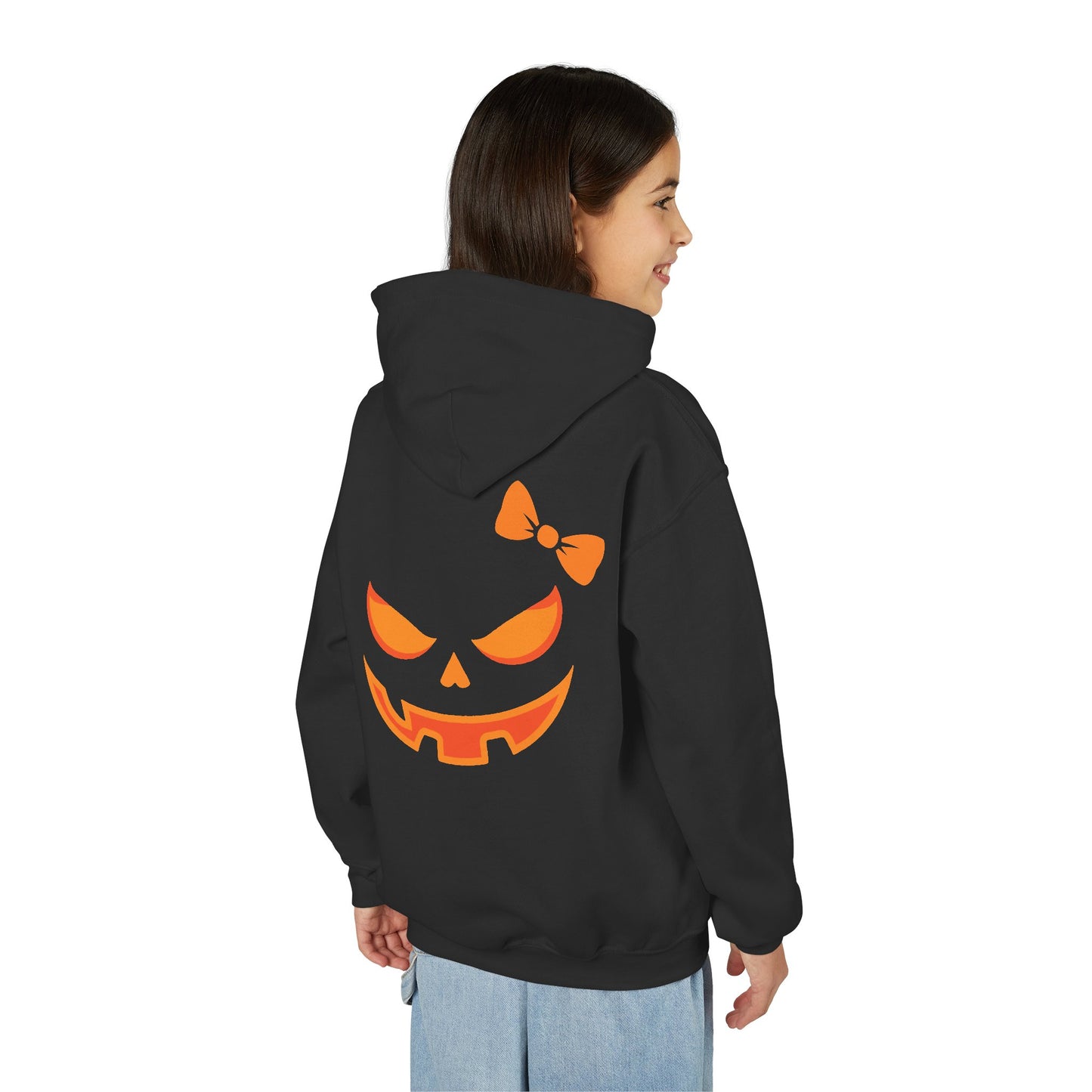 Bow-P Spooktacular Bow Halloween Hoodie, Halloween Pumpkin Bow for Kids, Spooky Sweatshirt, Trick or Treat Apparel, Fall Fashion, Kid's
