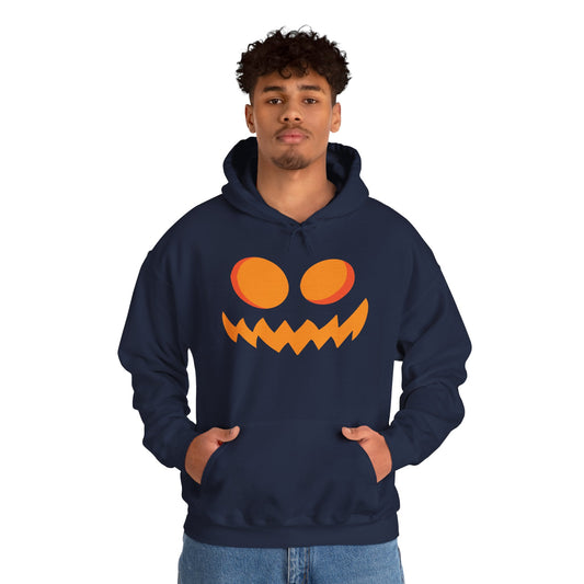 Jacks Haunted Grin Pumpkin Hoodie, Gildan 18500 Unisex Halloween Sweatshirt, Spooky Jack-O-Lantern Face Costume Pullover