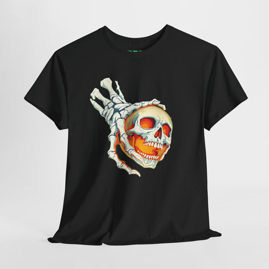 Hellfire Grip Skull T Shirt Skeleton Hand Graphic Tee Horror Halloween Shirt Gothic Flame Skull Shirt Dark Fantasy Art Unisex Tee