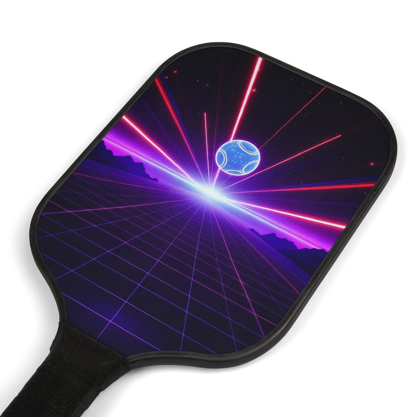 Neon Horizon Pickleball Paddle, Retro Grid Design with Cosmic Energy, 1980s Arcade Pickleball Kit