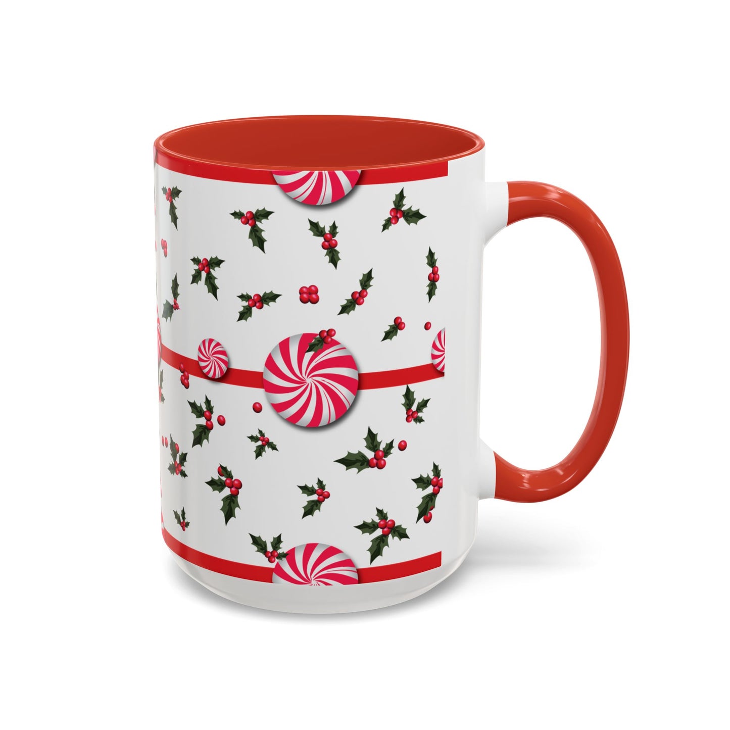 Holly Jolly Peppermint Stripe Christmas Coffee Mug, Holiday Drinkware, Christmas Gift, Hot Cocoa Cup, Winter Decor