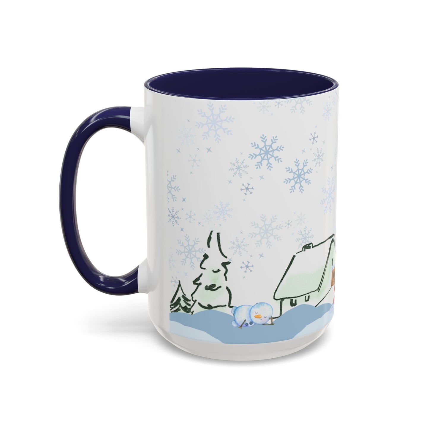 North Pole Christmas Mug 15oz Funny Holiday Coffee Cup with Snowman and Reindeer