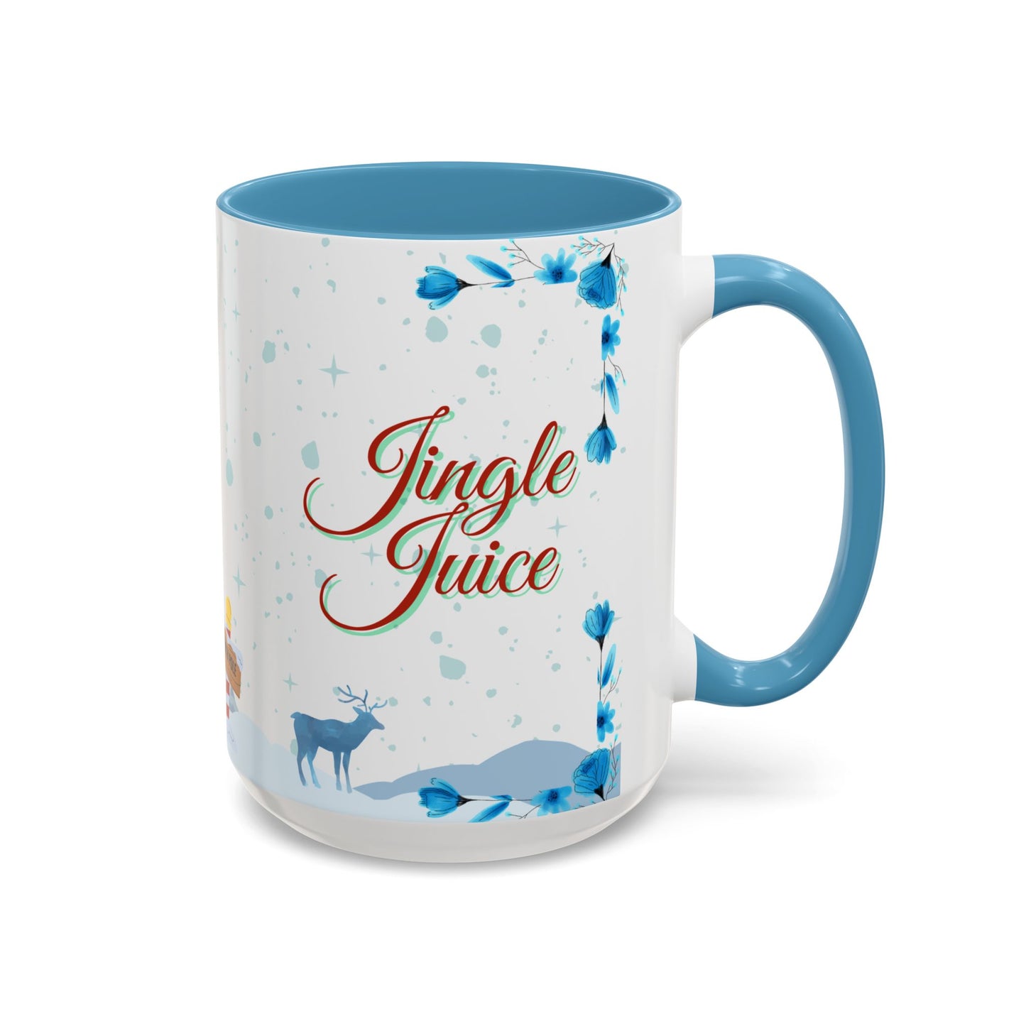 Jingle Juice Holiday Mug Funny Christmas Coffee Cup with Snowman and Winter Scene