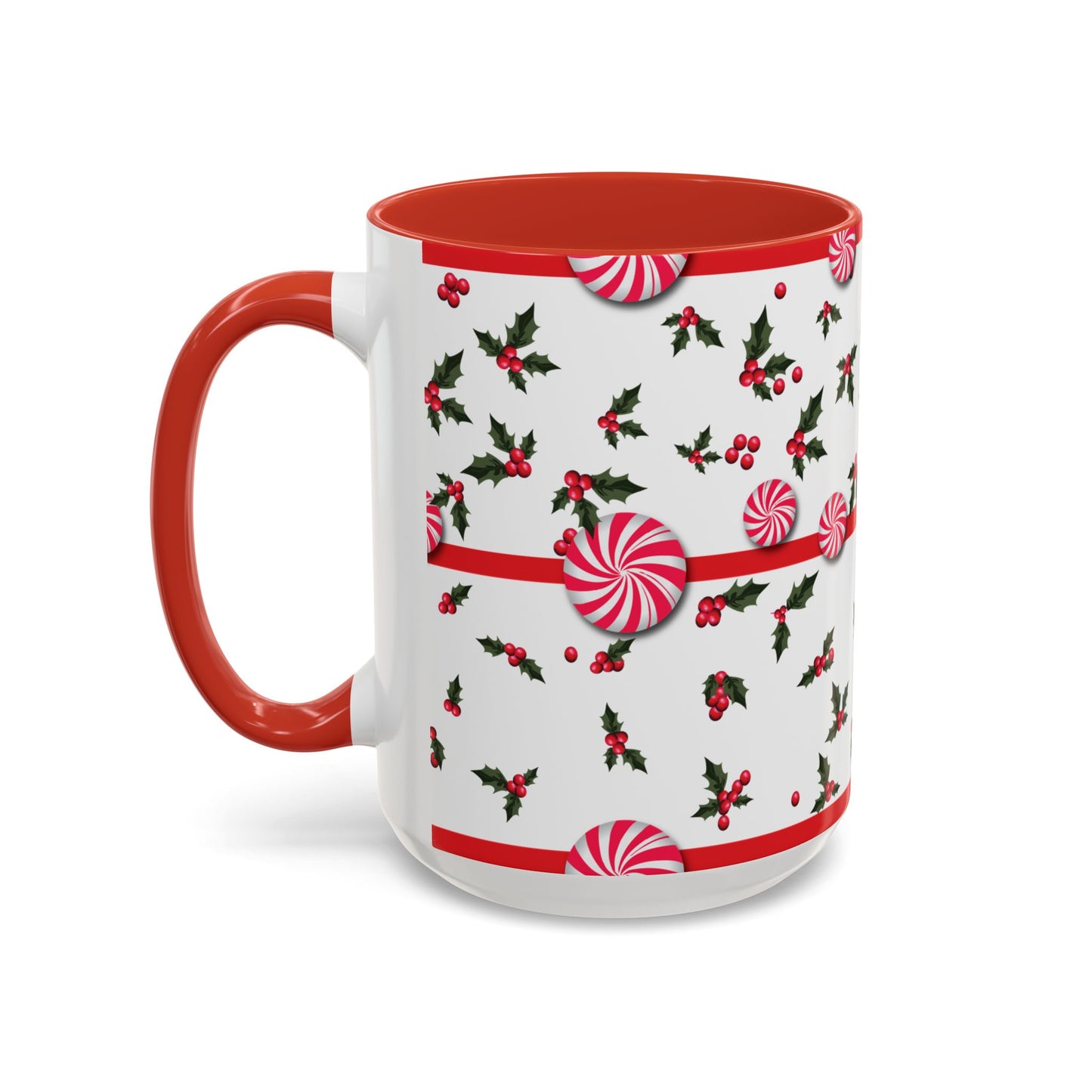 Holly Jolly Peppermint Stripe Christmas Coffee Mug, Holiday Drinkware, Christmas Gift, Hot Cocoa Cup, Winter Decor