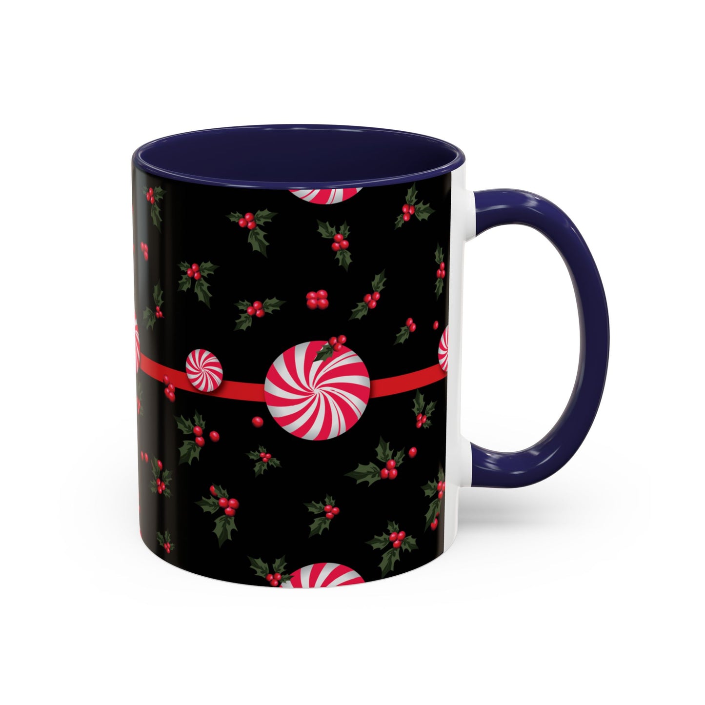 Holly Jolly Peppermint Stripe Christmas Coffee Mug, Holiday Drinkware, Christmas Gift, Hot Cocoa Cup, Winter Decor
