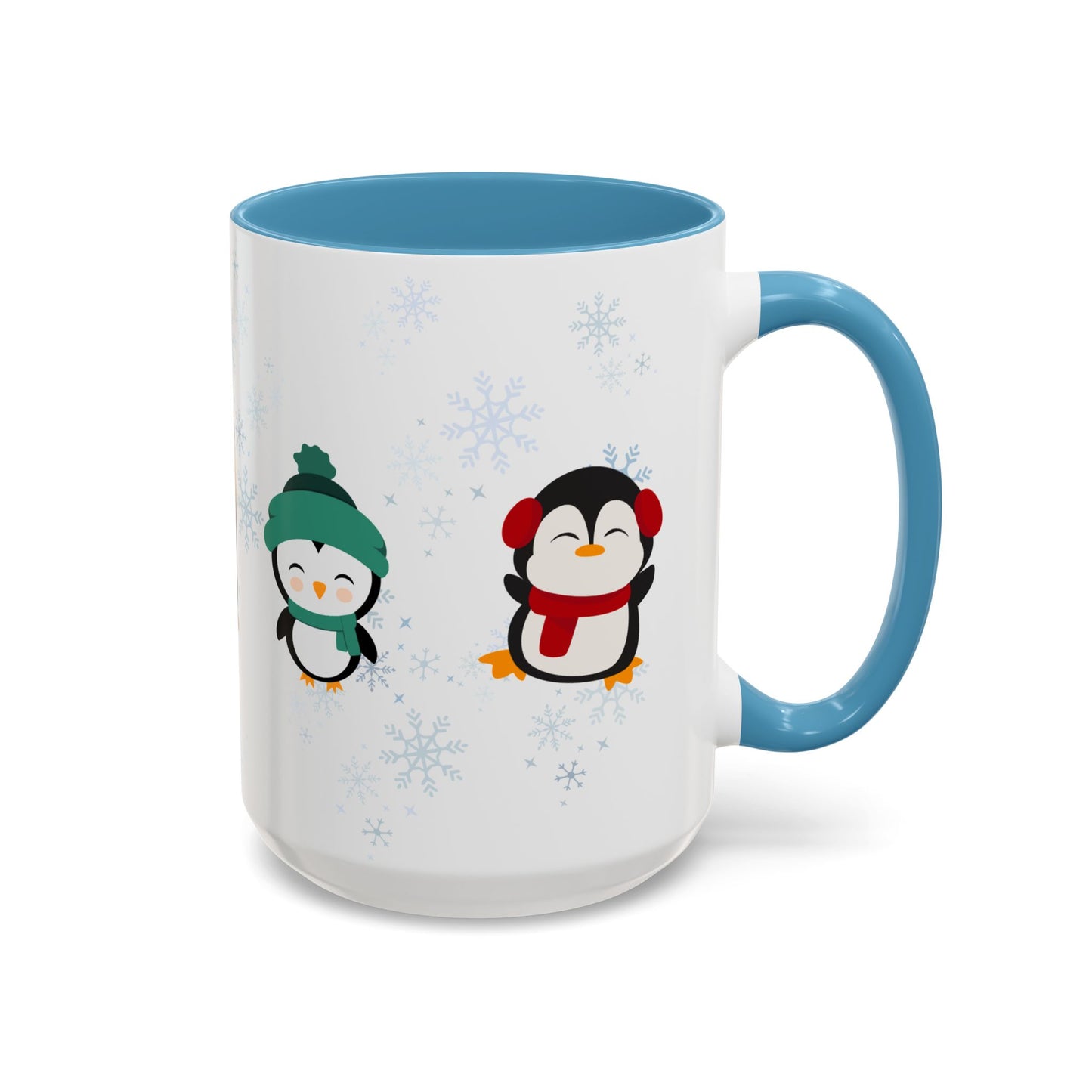 Winter Penguin Accent Coffee Mug, Cute Penguins, Holiday Gift, Cozy Beverage, Kids Mug, Winter Decor