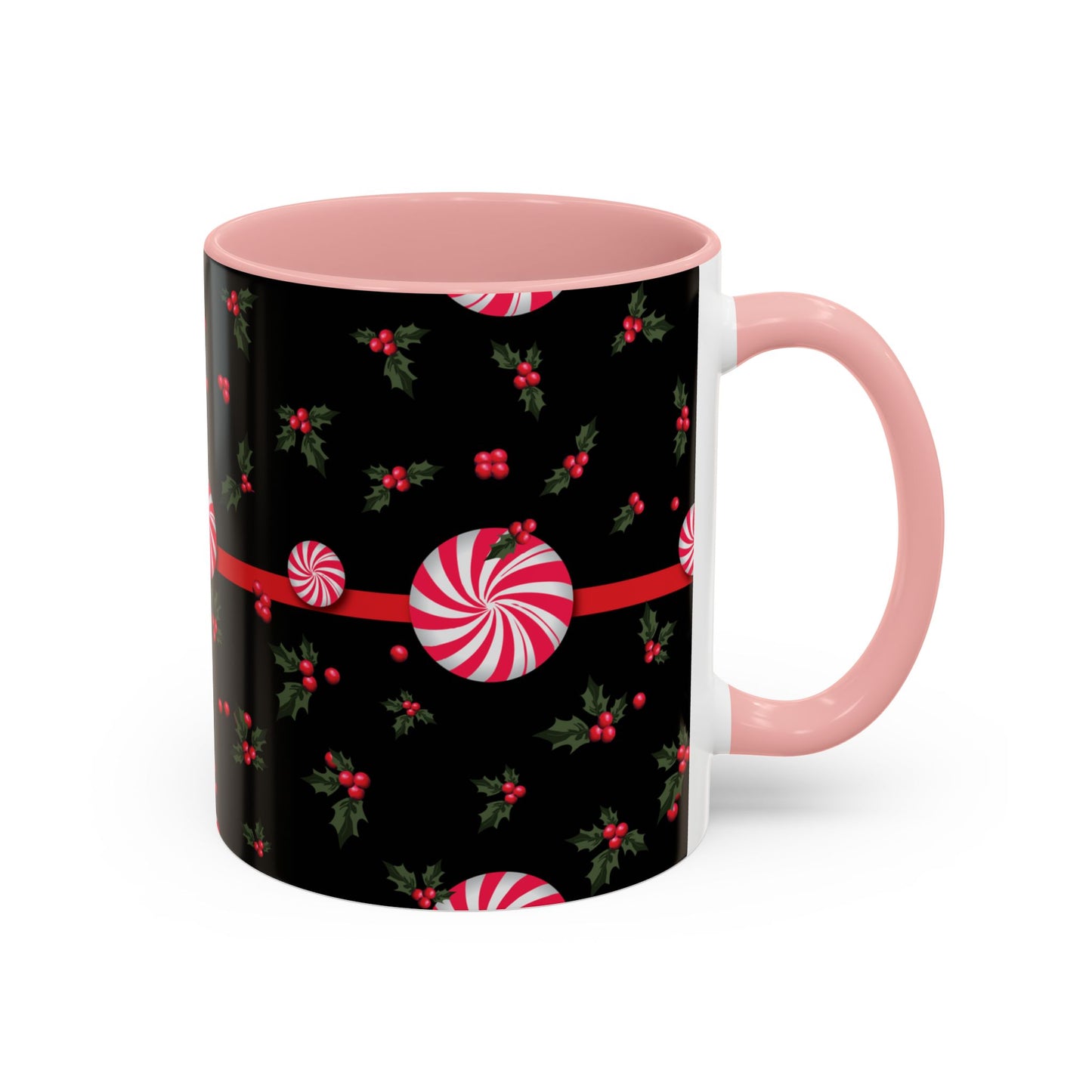 Holly Jolly Peppermint Stripe Christmas Coffee Mug, Holiday Drinkware, Christmas Gift, Hot Cocoa Cup, Winter Decor