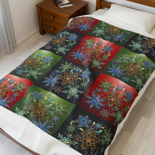 Bed with a floral-patterned comforter in a bedroom setting