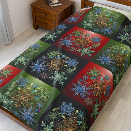 Bedspread with floral pattern on a bed in a room with wooden furniture.