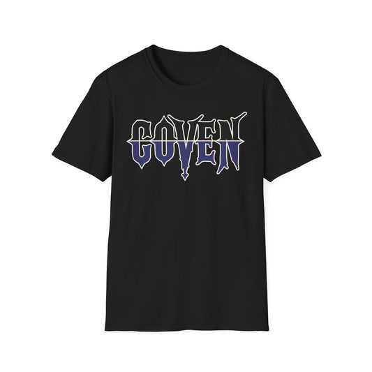 Black t-shirt with 'GOVEN' text design on a white background