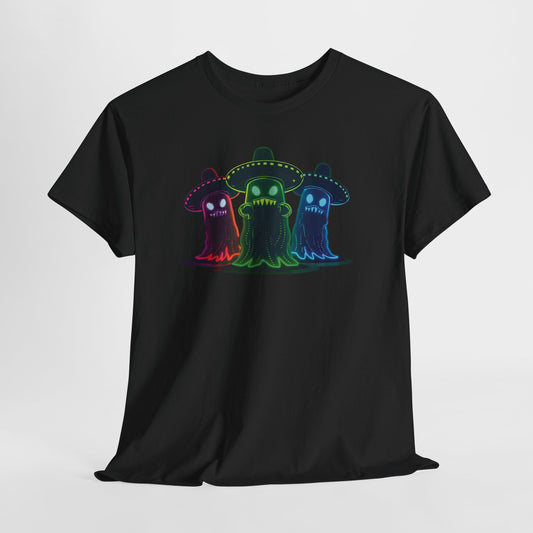 Ghost Sombrero trio Halloween Tee Spooky Graphic T Shirt Gothic Funny Unisex Cotton Top Gildan 5000 Horror Shirt Fiesta Skeleton Design