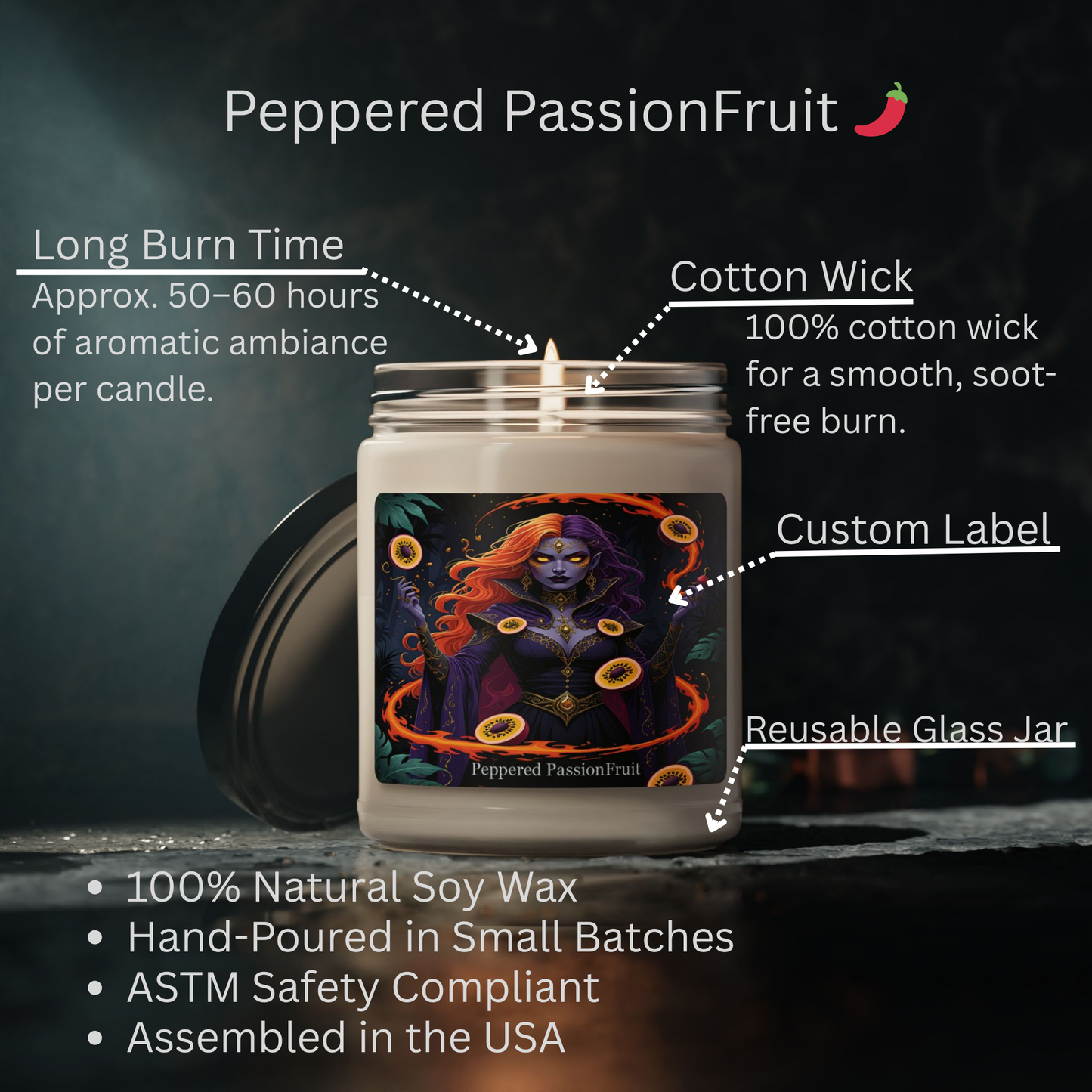 Peppered PassionFruit Candle, Ember Oracle Edition, Aromatic Candle