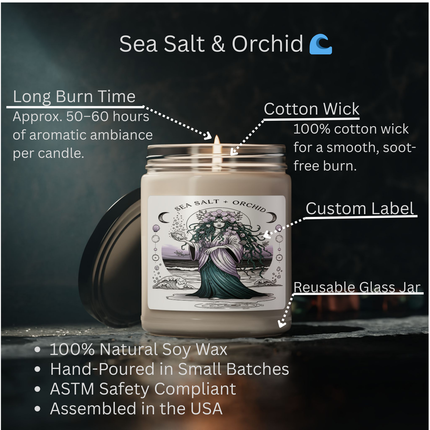 Sea Salt + Orchid Candle, Coastal Oracle Edition, Aromatic Candle