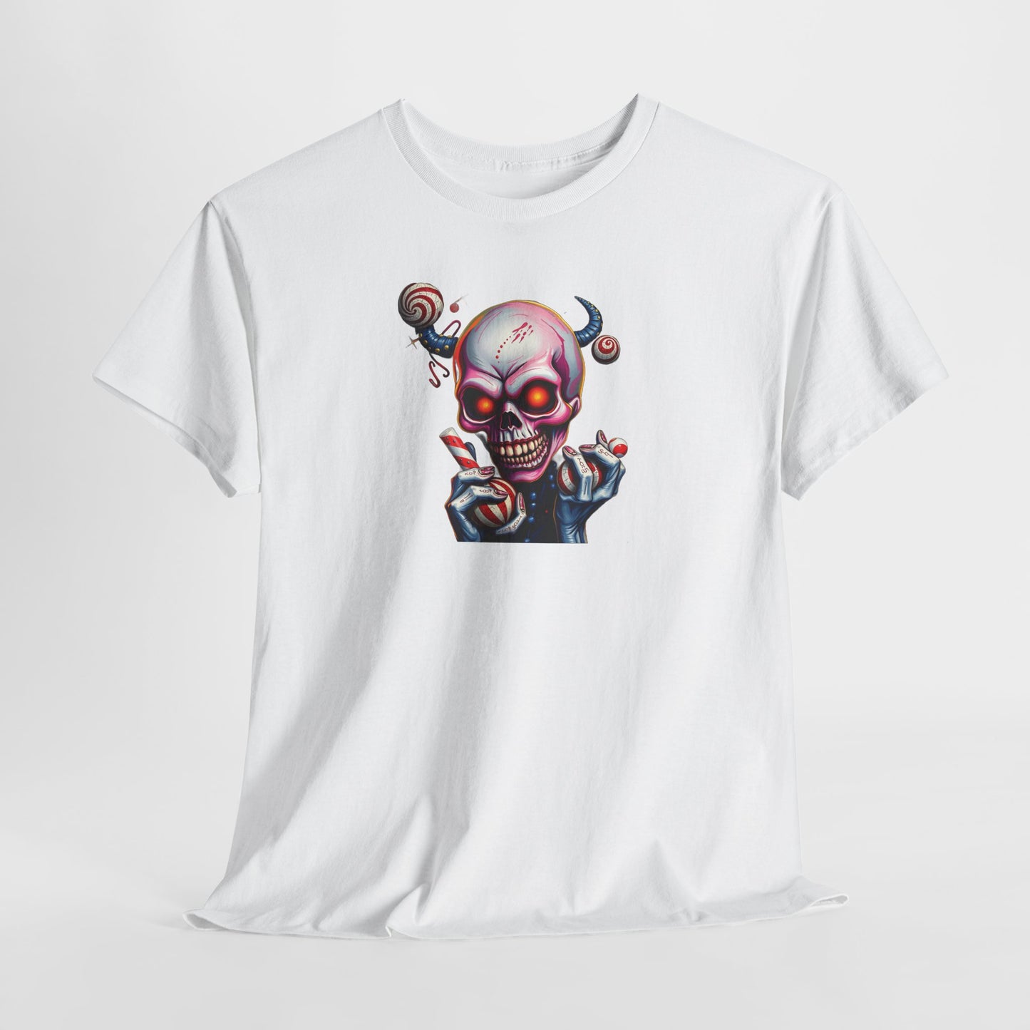 Surreal Candy Skull T-Shirt – Psychedelic Horned Skull Graphic Tee Fantasy Pop Art Shirt Trippy Halloween Aesthetic Unisex Fit