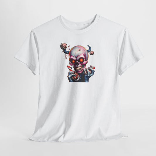 Surreal Candy Skull T-Shirt – Psychedelic Horned Skull Graphic Tee Fantasy Pop Art Shirt Trippy Halloween Aesthetic Unisex Fit