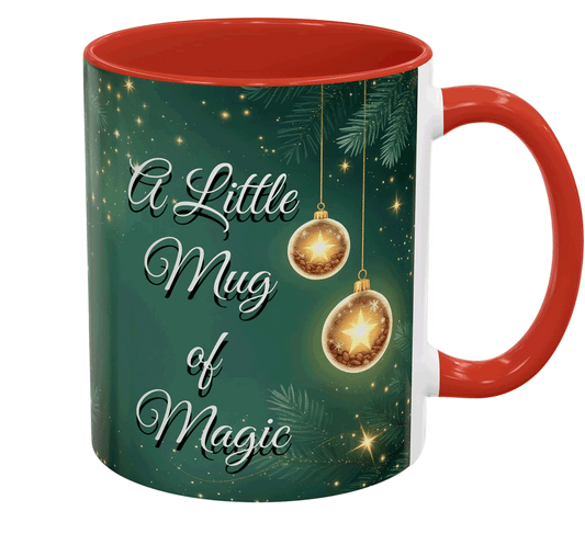 A Little Mug of Magic, Holiday Coffee Cup with Ornaments & Sparkle