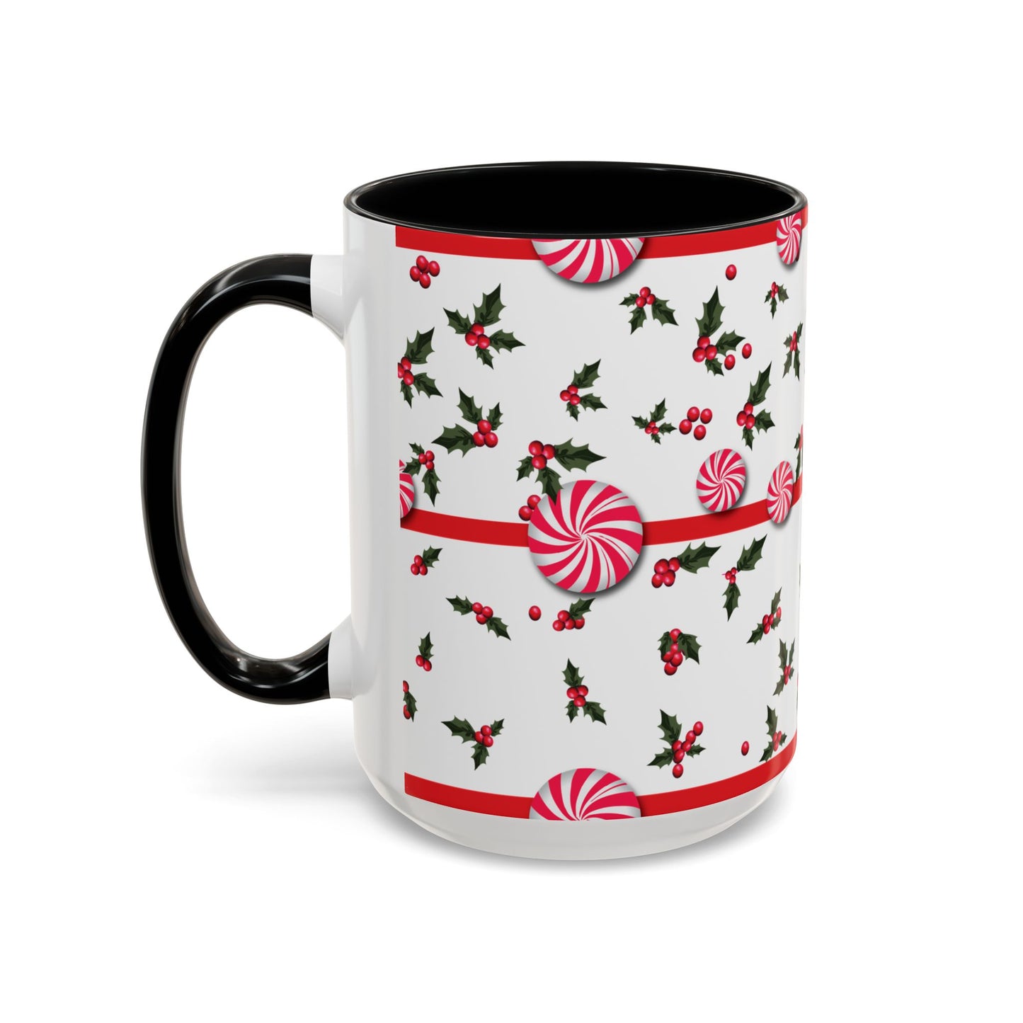Holly Jolly Peppermint Stripe Christmas Coffee Mug, Holiday Drinkware, Christmas Gift, Hot Cocoa Cup, Winter Decor