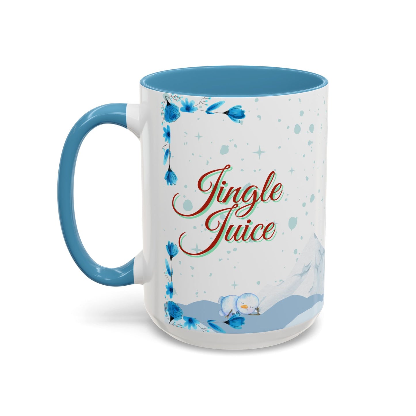 Jingle Juice Holiday Mug Funny Christmas Coffee Cup with Snowman and Winter Scene