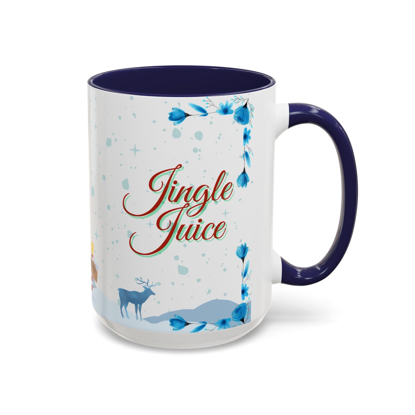 Jingle Juice Holiday Mug Funny Christmas Coffee Cup with Snowman and Winter Scene