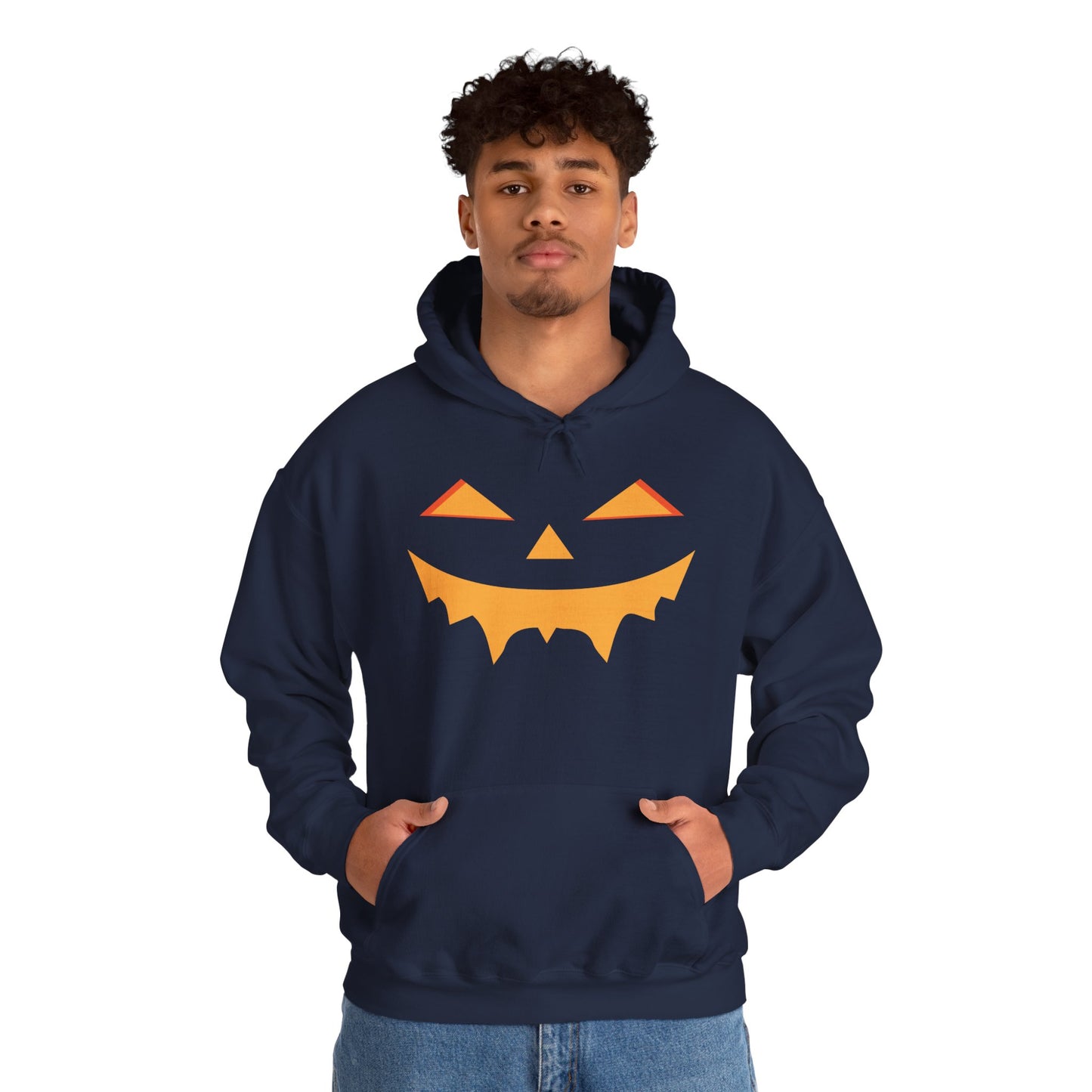 Twilight Lurker Haunted Hoodie, Gildan 18500 Unisex Halloween Sweatshirt with Creeping Shadows Pumpkin Face Pullover