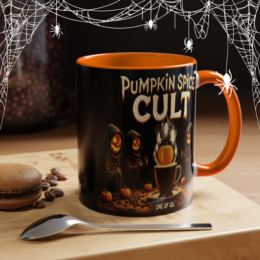 Pumpkin Spice Cult Mug, Halloween Coffee Cup with Spooky Fall Vibes