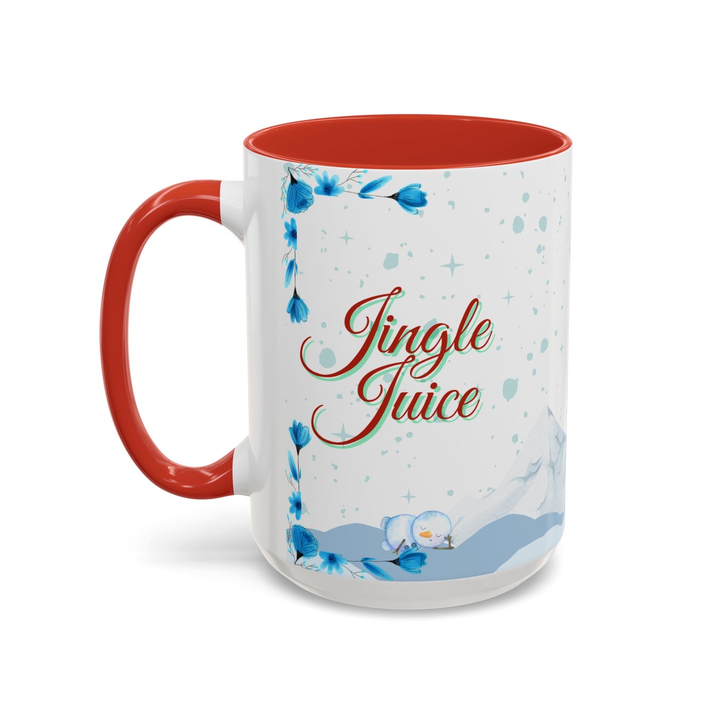 Jingle Juice Holiday Mug Funny Christmas Coffee Cup with Snowman and Winter Scene